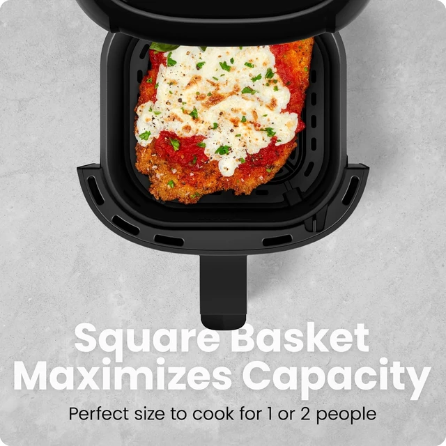 Alt view image 3 of 7 - 2 Qt Mini Air Fryer Digital Space-Saving Compact Air Fryer with Nonstick and Dishwasher Safe Basket, Quick & Easy Meals in Minutes, Features Digital Timer and Shake Reminder Black