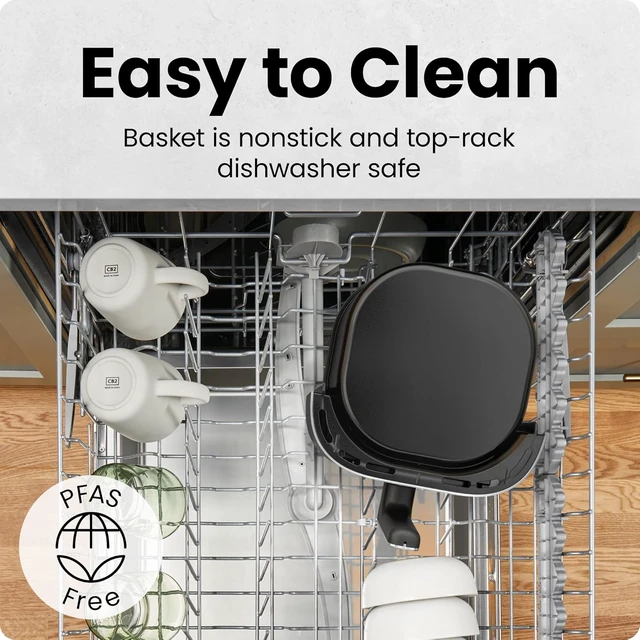 Alt view image 4 of 7 - 2 Qt Mini Air Fryer Digital Space-Saving Compact Air Fryer with Nonstick and Dishwasher Safe Basket, Quick & Easy Meals in Minutes, Features Digital Timer and Shake Reminder Black