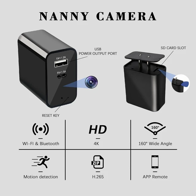 Alt view image 2 of 7 - WiFi Smart Camera Charger with Premium Wide-Angle 160° Live Remote View 2.4G WiFi Best Mini TypeC Plug Camera for Pets & Home Real Time Monitoring - iOS Android App