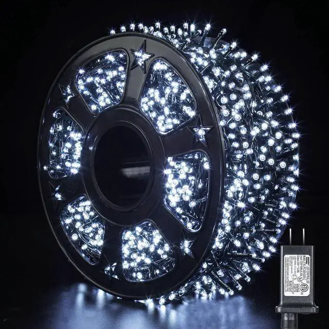 Main image of 164ft 2000 LED Cluster Christmas String Lights - 8 Modes Christmas Tree Lights - Outdoor Waterproof Dark Green Wire Christmas Lights Plug in for Holiday Wedding Party Home Decor, White