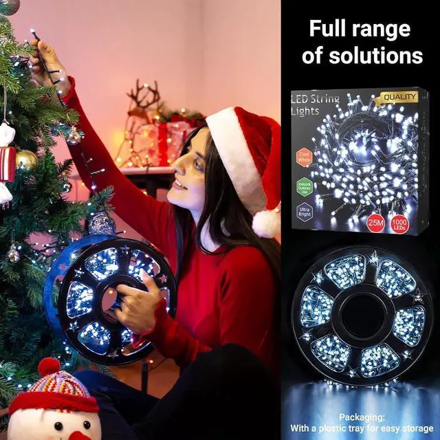 Alt view image 7 of 7 - 164ft 2000 LED Cluster Christmas String Lights - 8 Modes Christmas Tree Lights - Outdoor Waterproof Dark Green Wire Christmas Lights Plug in for Holiday Wedding Party Home Decor, White