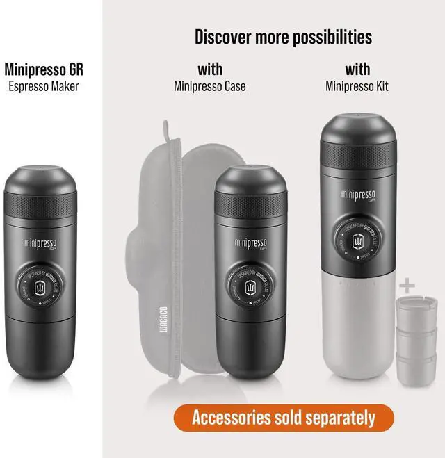 Alt view image 2 of 7 - Minipresso GR, Portable Espresso Machine, Compatible Ground Coffee, Hand Coffee Make, Travel Gadgets, Manually Operated, Perfect for Camping