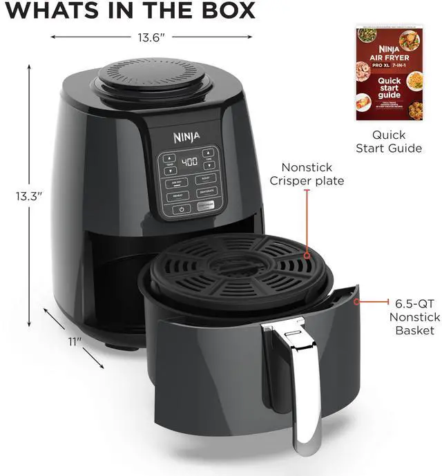 Alt view image 7 of 7 - | Air Fryer | 4 QT Capacity | 4-in1 Roast, Crisp, Roast, Reheats, & Dehydrates | Dishwasher Safe Parts | Includes 20 Easy & Healthy Recipes | Compact | Grey | AF101