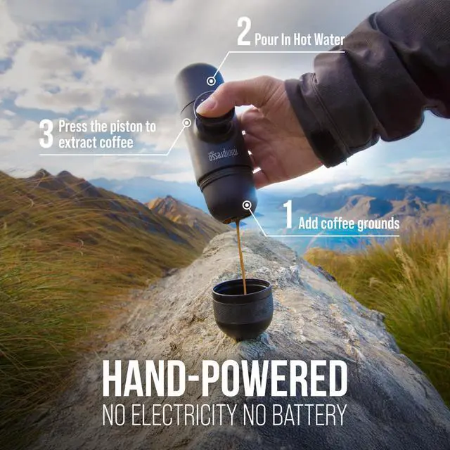 Alt view image 3 of 7 - Minipresso GR, Portable Espresso Machine, Compatible Ground Coffee, Hand Coffee Make, Travel Gadgets, Manually Operated, Perfect for Camping