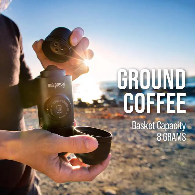 Alt view image 4 of 7 - Minipresso GR, Portable Espresso Machine, Compatible Ground Coffee, Hand Coffee Make, Travel Gadgets, Manually Operated, Perfect for Camping