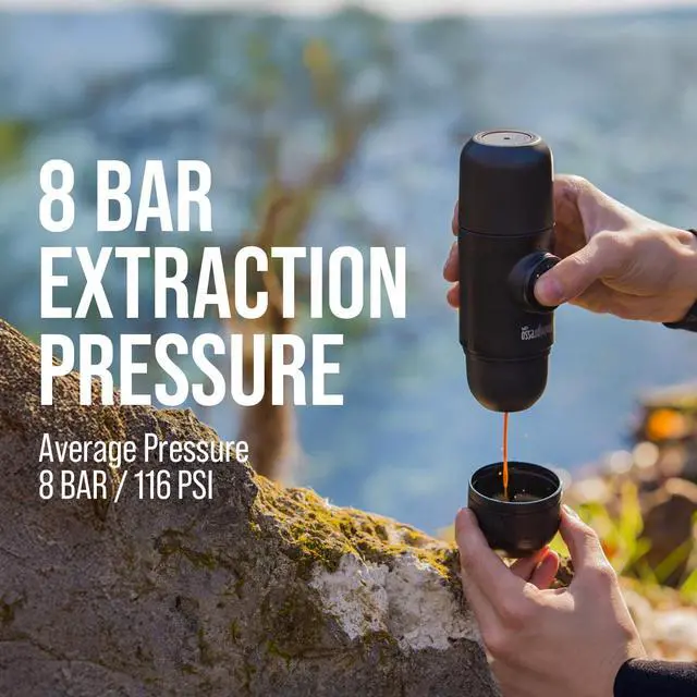 Alt view image 6 of 7 - Minipresso GR, Portable Espresso Machine, Compatible Ground Coffee, Hand Coffee Make, Travel Gadgets, Manually Operated, Perfect for Camping