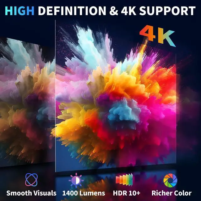 Alt view image 4 of 7 - [Built-in Apps & 2025 Upgraded] Mini Projector Support 4K 1080P Auto Keystone 270° Rotatable with WiFi 6 and Bluetooth 5.4, Projector Portable Compatibile with HDMI/TV Stick/Memory Stick/Laptop-White