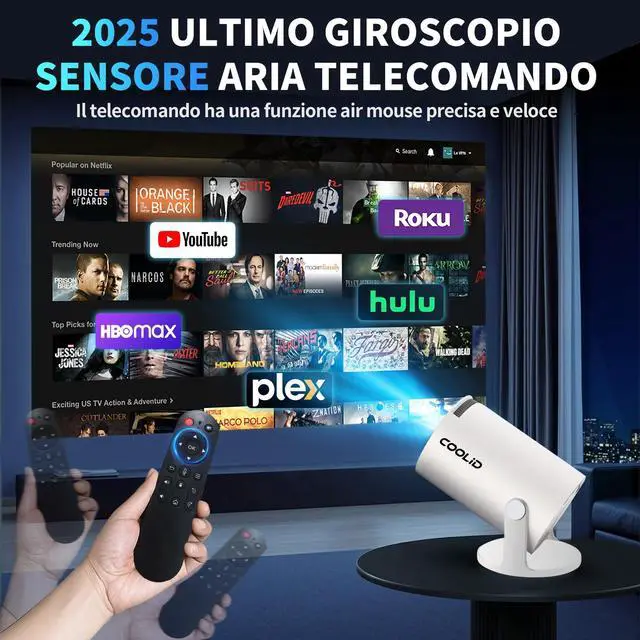 Alt view image 7 of 7 - [Built-in Apps & 2025 Upgraded] Mini Projector Support 4K 1080P Auto Keystone 270° Rotatable with WiFi 6 and Bluetooth 5.4, Projector Portable Compatibile with HDMI/TV Stick/Memory Stick/Laptop-White