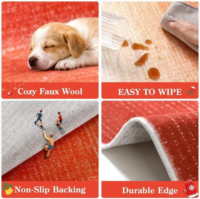 Alt view image 4 of 7 - Modern Colorful Christmas Area Rug 4x6, Abstract Ombre Living Room Rug, Washable Soft Rug for Bedroom, Non-Slip Kitchen Low Pile Floor Mat for Bathroom Entry Laundry (Colorful, 4'x6')