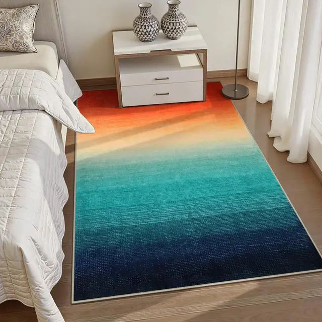 Alt view image 7 of 7 - Modern Colorful Christmas Area Rug 4x6, Abstract Ombre Living Room Rug, Washable Soft Rug for Bedroom, Non-Slip Kitchen Low Pile Floor Mat for Bathroom Entry Laundry (Colorful, 4'x6')