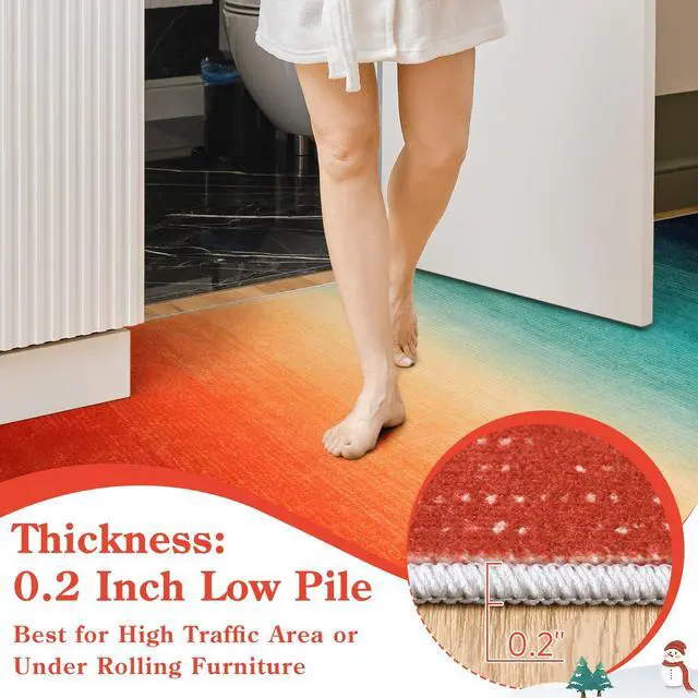 Alt view image 6 of 7 - Modern Colorful Christmas Area Rug 4x6, Abstract Ombre Living Room Rug, Washable Soft Rug for Bedroom, Non-Slip Kitchen Low Pile Floor Mat for Bathroom Entry Laundry (Colorful, 4'x6')