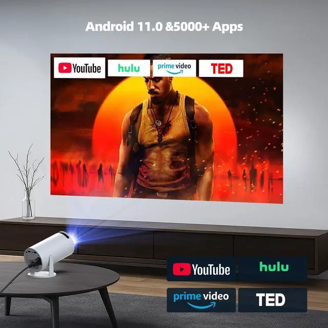 Alt view image 3 of 7 - Projector with WiFi and Bluetooth, Mini Projector, 4K 1080P Support Portable Wireless Movie Projectors 220° Rotatable 130'' Screen Auto Keystone Compatible with HDMI/iPhone/TV Stick for Bedroom Indoor