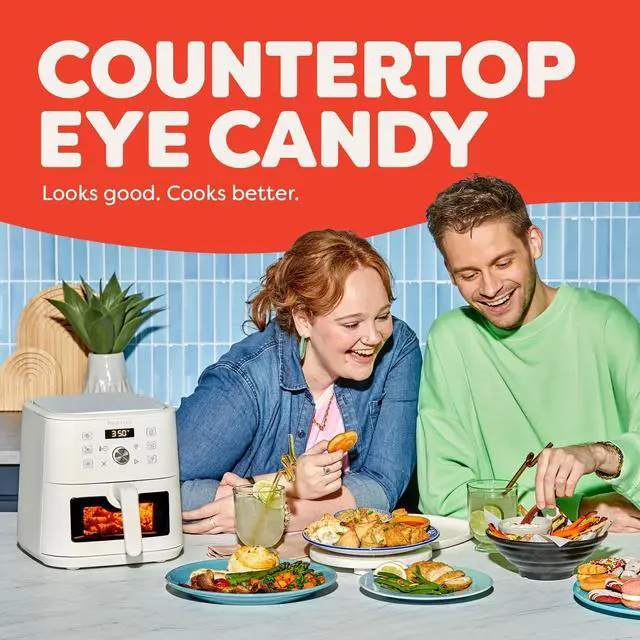 Alt view image 7 of 7 - 4Qt VORTEX 6-in-1 Mini Air Fryer, Custom Program Options, Air Fry, Broil, Roast, Dehydrate, Bake, Reheat, Sea Salt, 4 Quarts