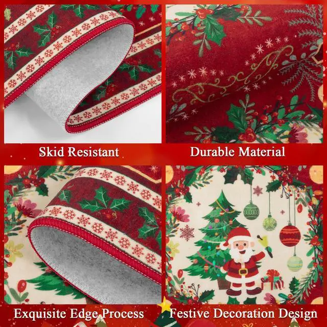 Alt view image 2 of 7 - HEBE Christmas Area Rug 5'x7', Non Slip Farmhouse Red Rugs for Living Room, Washable Soft Area Rugs for Bedroom Christmas Low Pile Indoor Floor Carpet for Dining Room Xmas Holiday Decor