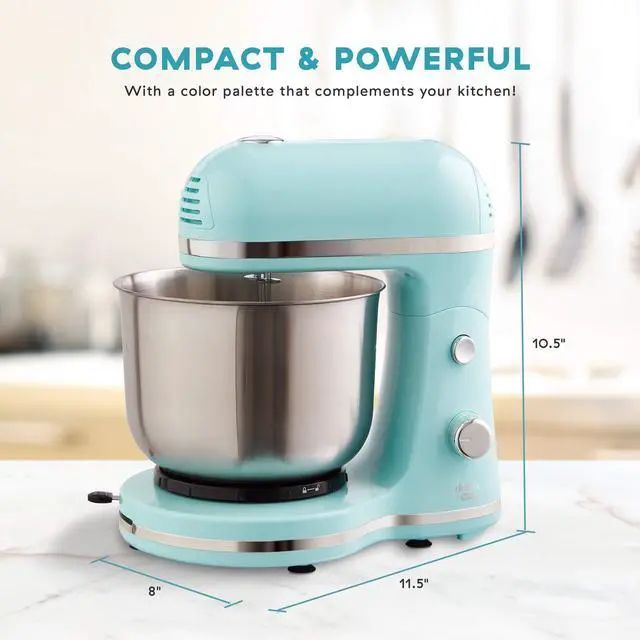 Alt view image 4 of 4 - Compact Stand Mixer, 3.5 Quart with Beaters & Dough Hooks Included - Blue