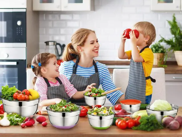 Alt view image 6 of 6 - 600W Electric Hand Mixer with 6 Piece Mixing Bowls with Airtight Lids Set, Mixer Electric Handheld Stainless Steel Metal Nesting Bowls Set for Kitchen Cooking Baking