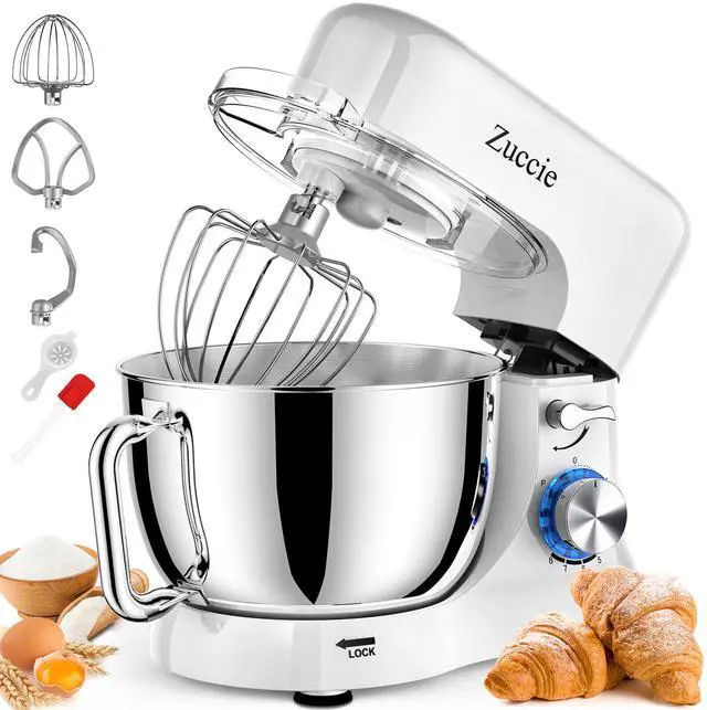 Main image of Stand Mixer, 4.8QT Kitchen Electric Stand Mixer, 380W Motor Power Food Mixer, 8+P-Speed Dough Mixer with Dough Hook, Wire Whip & Beater, White