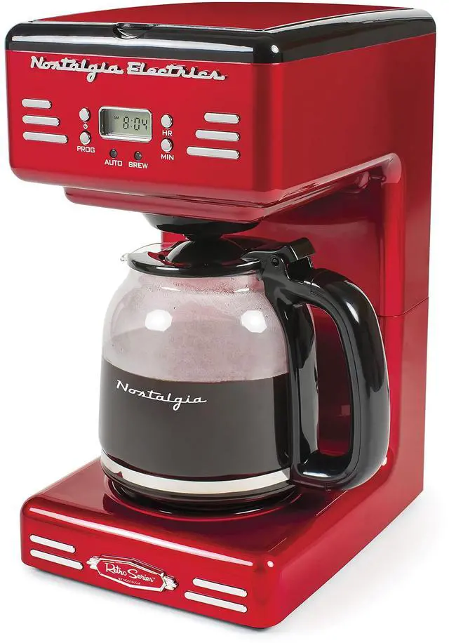 Main image of Retro 12-Cup Programmable Coffee Maker With LED Display, Automatic Shut-Off & Keep Warm, Pause-And-Serve Function, Red