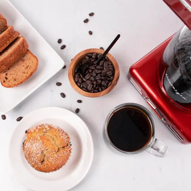 Alt view image 7 of 7 - Retro 12-Cup Programmable Coffee Maker With LED Display, Automatic Shut-Off & Keep Warm, Pause-And-Serve Function, Red