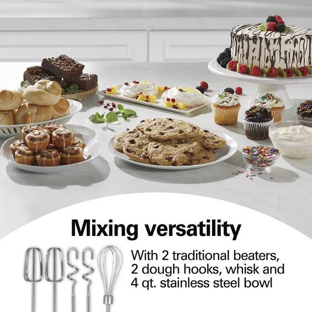 Alt view image 3 of 6 - Classic Stand and Hand Mixer, 4 Quarts, 6 Speeds with QuickBurst, Bowl Rest, 290 Watts Peak Power, Red (64654)