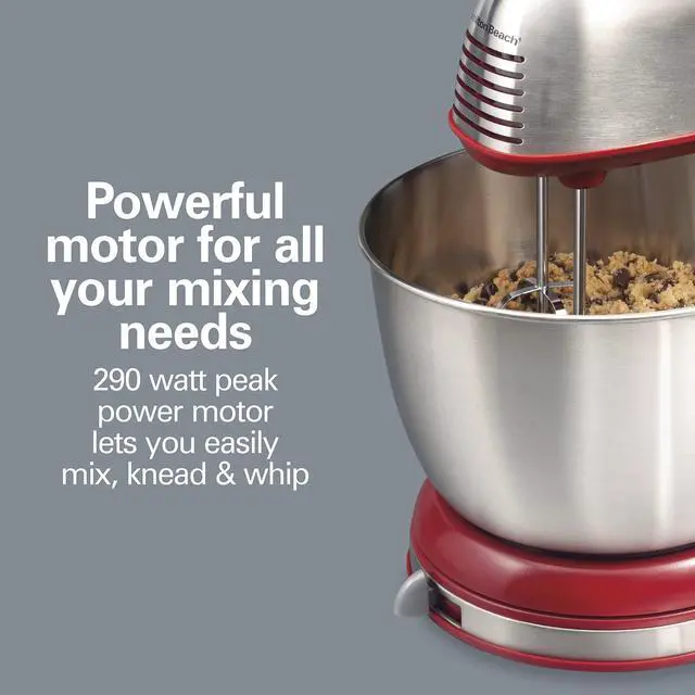 Alt view image 4 of 6 - Classic Stand and Hand Mixer, 4 Quarts, 6 Speeds with QuickBurst, Bowl Rest, 290 Watts Peak Power, Red (64654)