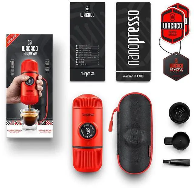 Alt view image 6 of 6 - Nanopresso Portable Espresso Maker Bundled with Protective Case, Mini Travel Coffee Machine, Perfect for Camping, Travel Thanksgiving Christmas Coffee Present (Elements Lava Red)