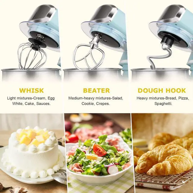 Alt view image 4 of 7 - Stand Mixer,3.2Qt Small Electric Food Mixer,6 Speeds Portable Lightweight Kitchen Mixer for Daily Use with Egg Whisk,Dough Hook,Flat Beater (Blue)
