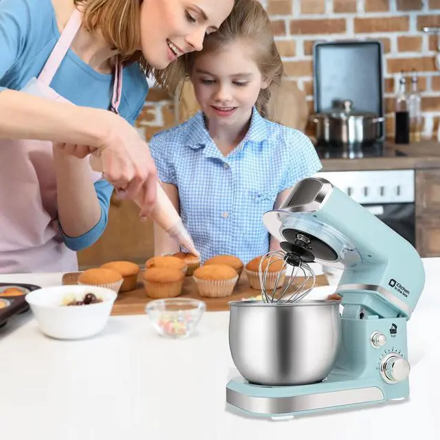 Alt view image 6 of 7 - Stand Mixer,3.2Qt Small Electric Food Mixer,6 Speeds Portable Lightweight Kitchen Mixer for Daily Use with Egg Whisk,Dough Hook,Flat Beater (Blue)