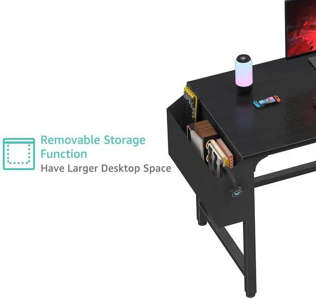 Alt view image 7 of 7 - Computer Desk with File Drawers Cabinet, 47 Inch Reversible Home Office Desks with Filing Cabinet for Small Space, Gaming Study Writing Table PC Desks, Black