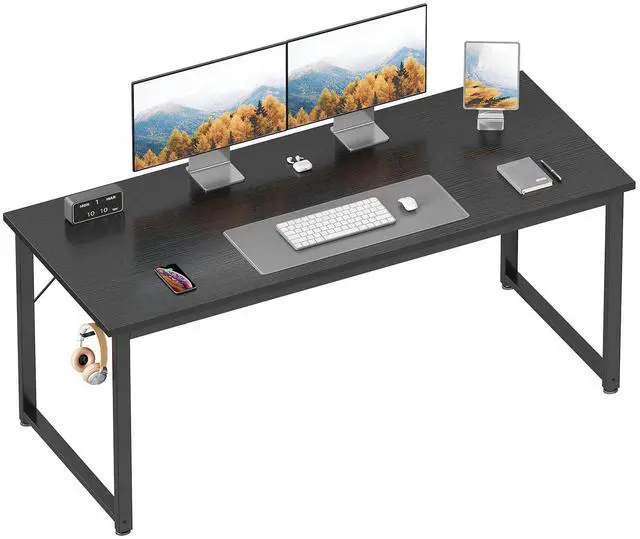 Main image of 54 Inch Large Modern Simple Office Desk, Gaming & Writing Desk, Large Legroom, Metal Frame, Black