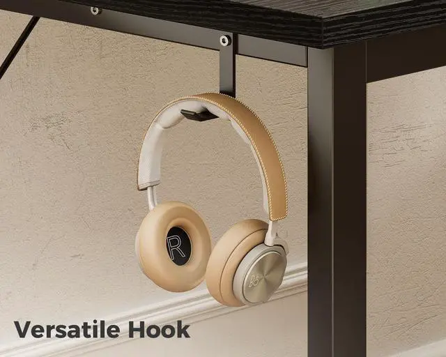 Alt view image 6 of 7 - 54 Inch Large Modern Simple Office Desk, Gaming & Writing Desk, Large Legroom, Metal Frame, Black