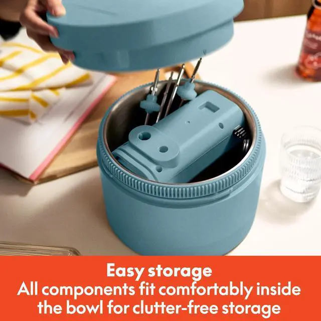 Alt view image 3 of 6 - 3.5 Qt Hand & Stand Mixer, 2 in 1 Electric Mixer with Bowl, Dough Hook, Whisk & Egg Beater, Multifunctional Handheld Mixer for Baking, 200 Watt, Surf