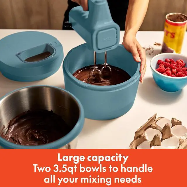 Alt view image 4 of 6 - 3.5 Qt Hand & Stand Mixer, 2 in 1 Electric Mixer with Bowl, Dough Hook, Whisk & Egg Beater, Multifunctional Handheld Mixer for Baking, 200 Watt, Surf