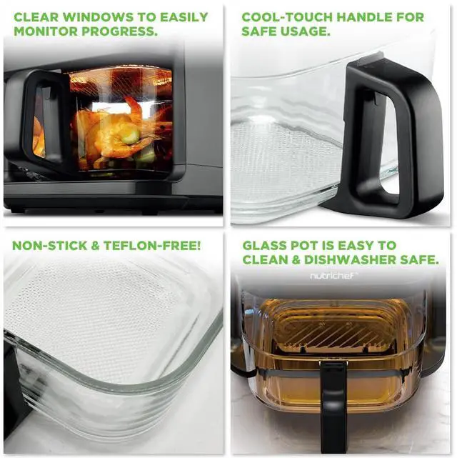 Alt view image 3 of 6 - 5.8 Quart Air Fryer | 8-1 Preset Cook Modes | Transparent Fry Bowl for Best Cooking Results | Cook Shrimp, Steak, Fries, Wings, Chicken & More | Precise Temperature Control & Time | Grey