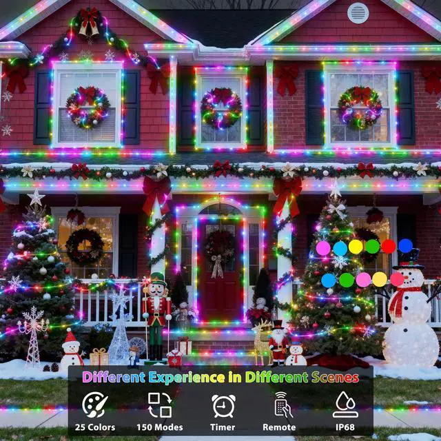 Alt view image 4 of 7 - 300 LED Rope Lights Outdoor String Lights Plug in, 100ft Warm White & Color Changing Christmas Lights Outdoor, Fairy Lights with Remote, Rope Lighting Waterproof for Garden Balcony(Not Connectable)