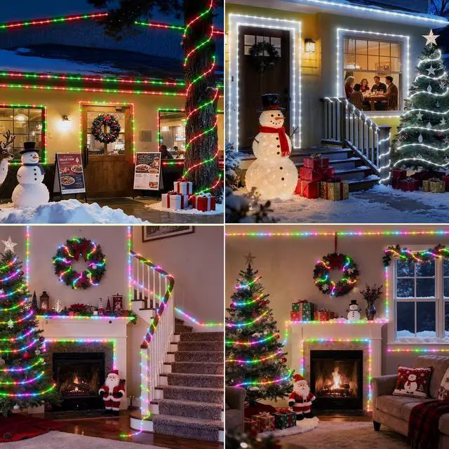 Alt view image 6 of 7 - 300 LED Rope Lights Outdoor String Lights Plug in, 100ft Warm White & Color Changing Christmas Lights Outdoor, Fairy Lights with Remote, Rope Lighting Waterproof for Garden Balcony(Not Connectable)