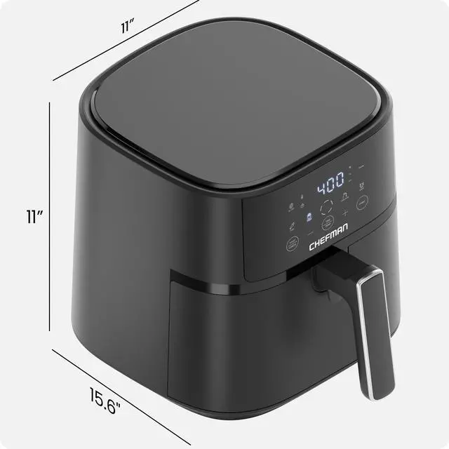 Alt view image 7 of 7 - Air Fryer 6 QT Compact Airfryer for Quick & Easy Meals in Minutes, Features Hi-Fry Technology for Extra Crisp, Touchscreen Controls with 4 Presets, Nonstick & Dishwasher Safe Basket - Black