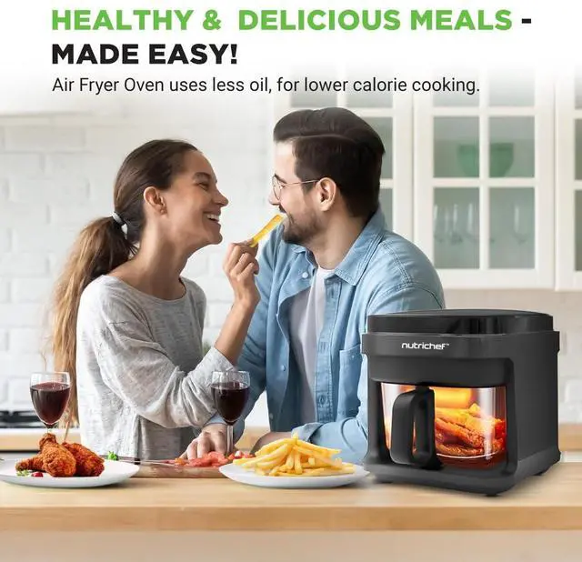 Alt view image 2 of 6 - 5.8 Quart Air Fryer | 8-1 Preset Cook Modes | Transparent Fry Bowl for Best Cooking Results | Cook Shrimp, Steak, Fries, Wings, Chicken & More | Precise Temperature Control & Time | Grey