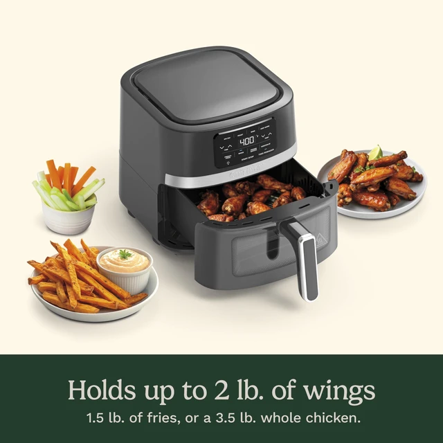 Alt view image 4 of 7 - Air Fryer, 4.5-Quart Basket Fryer with 4 Cooking Functions to Air Fry, Roast, Bake, and Keep Warm, 4 Airfryer Presets, Dishwasher-Safe Parts, AIR-160NAS, Stainless Steel & Black