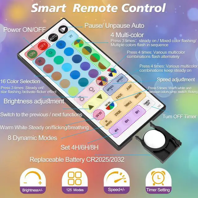 Alt view image 7 of 7 - 300 LED Rope Lights Outdoor String Lights Plug in, 100ft Warm White & Color Changing Christmas Lights Outdoor, Fairy Lights with Remote, Rope Lighting Waterproof for Garden Balcony(Not Connectable)