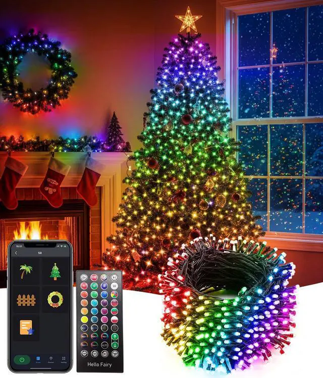 Main image of 165FT 500Led Smart Outdoor Christmas Lights, Dynamic DIY Color Changing Christmas String Lights App Remote Control, Group Control Fairy Twinkle Tree Lights for Indoor Xmas Fence Handrails Decorations