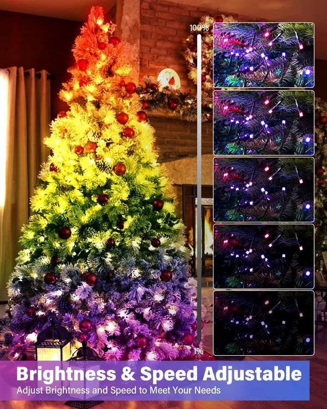 Alt view image 6 of 6 - 165FT 500Led Smart Outdoor Christmas Lights, Dynamic DIY Color Changing Christmas String Lights App Remote Control, Group Control Fairy Twinkle Tree Lights for Indoor Xmas Fence Handrails Decorations