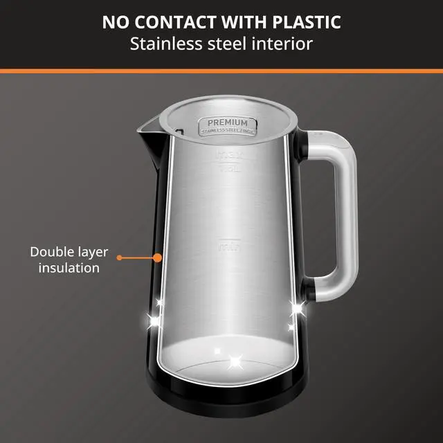 Alt view image 6 of 6 - Smart Temp Electric Kettle: 1.7L Capacity, 5 Precise Temperature Settings, Digital Display, Cool-Touch Exterior, Cordless Design for Tea and Coffee Lovers