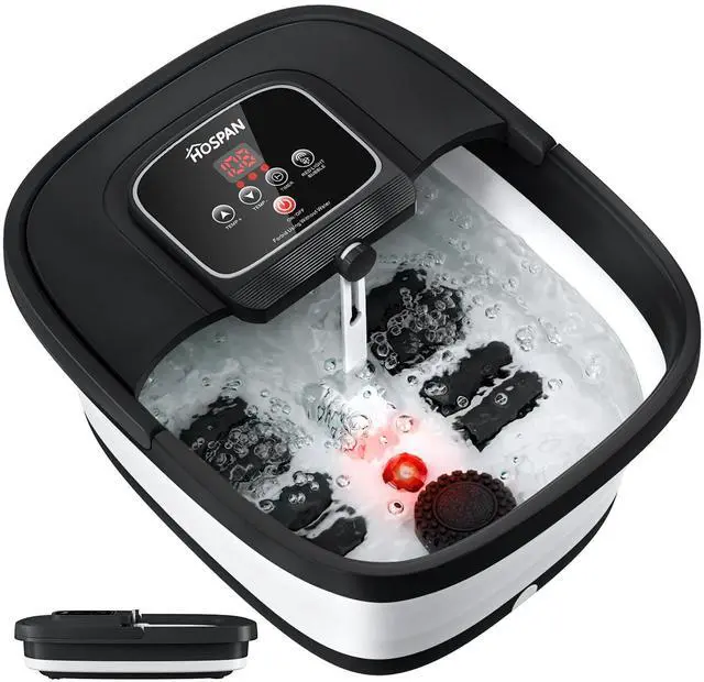 Main image of Collapsible Foot Spa with Heat, Bubble, Red Light, and Temperature Control, Foot Bath Massager with 8 Shiatsu Massage Rollers, Pedicure Foot Spa for Relaxation and Stress Relief, Black