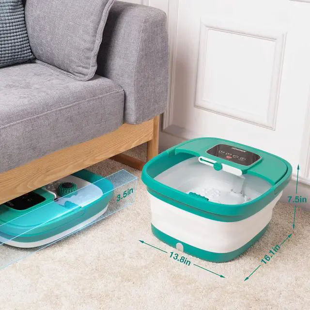 Alt view image 5 of 7 - Collapsible Foot Spa with Heat, Bubble, Red Light, and Temperature Control, Foot Bath Massager with 8 Shiatsu Massage Rollers, Pedicure Foot Spa for Relaxation - FS01A