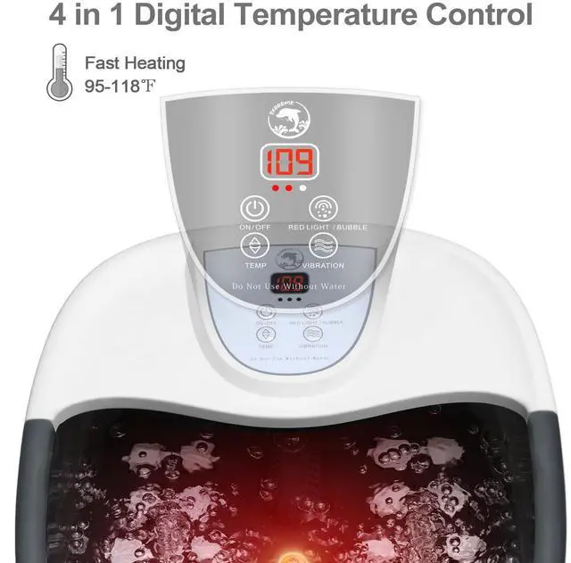 Alt view image 7 of 7 - Foot Spa Bath Massager with Heat, Foot Bath with 22 Massage Rollers, Temperature Control, Jets, Bubbles, Epsom Salt and Vibration, Pedicure Foot Spa for Relaxation - Black