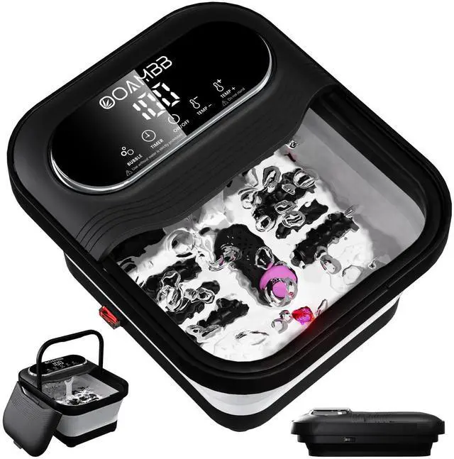 Main image of Collapsible Foot Spa with Heat, Bubble and Temp Control, Foot Bath Massager with XL Touch Screen and Massage Rollers, Foot Soaking Tub, Pedicure Foot spa for Stress Relief (Black)