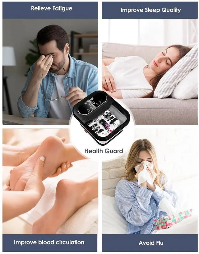 Alt view image 7 of 7 - Collapsible Foot Spa with Heat, Bubble and Temp Control, Foot Bath Massager with XL Touch Screen and Massage Rollers, Foot Soaking Tub, Pedicure Foot spa for Stress Relief (Black)