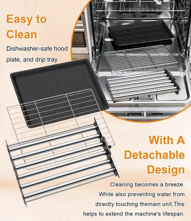 Alt view image 7 of 7 - Electric Hot Dog Roller Machine for Home,3-in-1 Hotdog Roller Grill with 6-Roller Grill,Countertop Indoor Grill with Nonstick Grate & Pan,Hot Dog Cooker Fits 9 Sausage for Family BBQ,Game Night