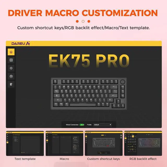 Alt view image 7 of 7 - EK75PRO Sakura Pink Wireless Mechanical Gaming Keyboard,75% Hot Swap Creamy Keyboard with Knob,RGB Backlit,Gasket Custom Structure,Side Printed PBT Keycaps,2.4Ghz/BT5.1/USB-C, for Win/MAC